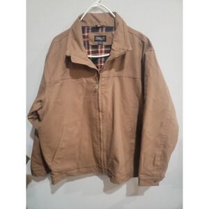 Burks Bay Jacket Men Large Duck Canvas lined Full Zip Chore Brown XL warm winter